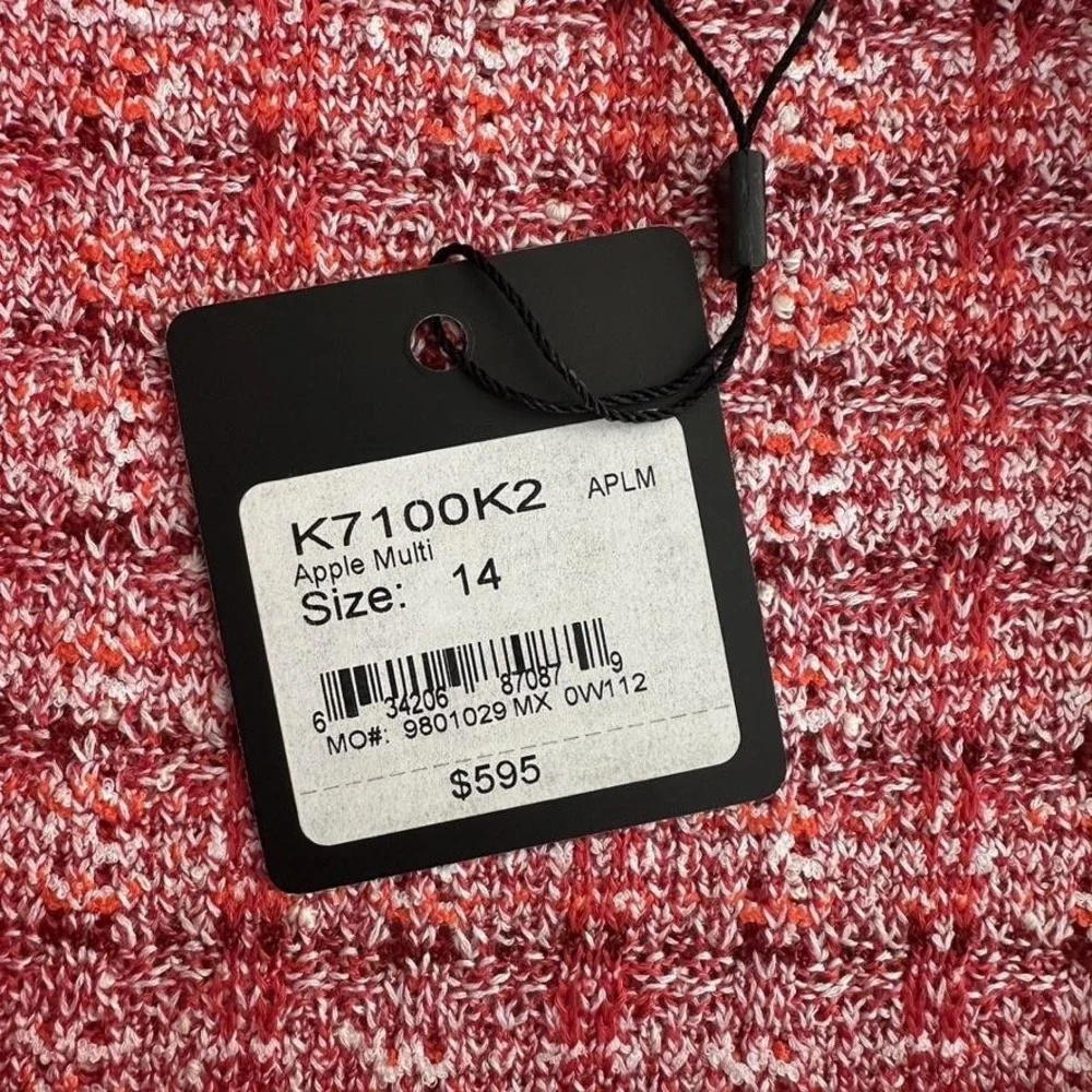 St. John Tweed Knit Pencil Skirt 14 Red Wool Cashmere Apple Multi K7100K2 NWT